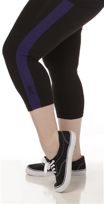 Plus Size Capri Pants - Black with Purple Stripes