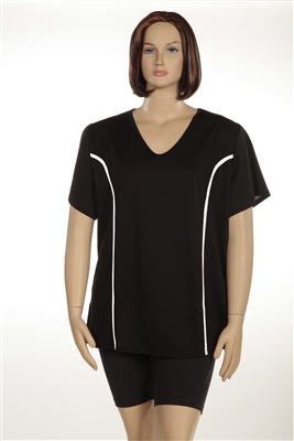 Plus Size AirLight Sport Tee - Black with White Stripe